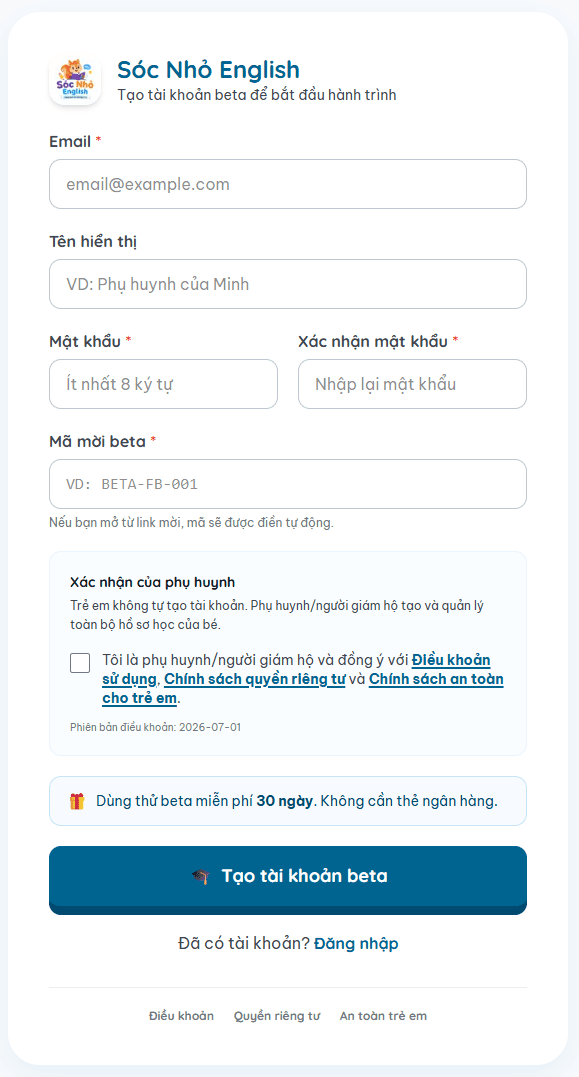 Màn hình đăng ký — trang /register